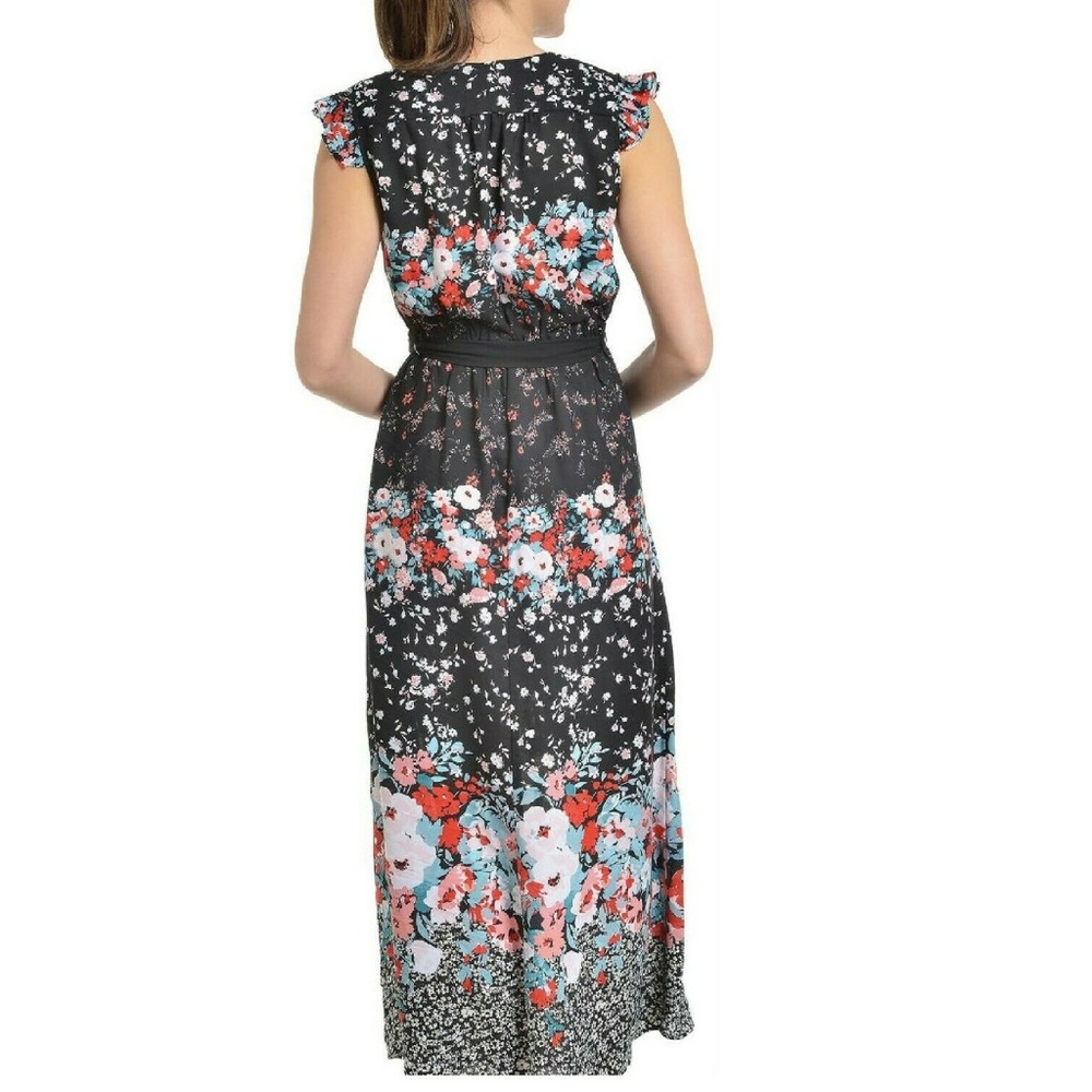 NY Collection Small Black Floral Maxi Dress 8BD57 - Picture 2 of 3